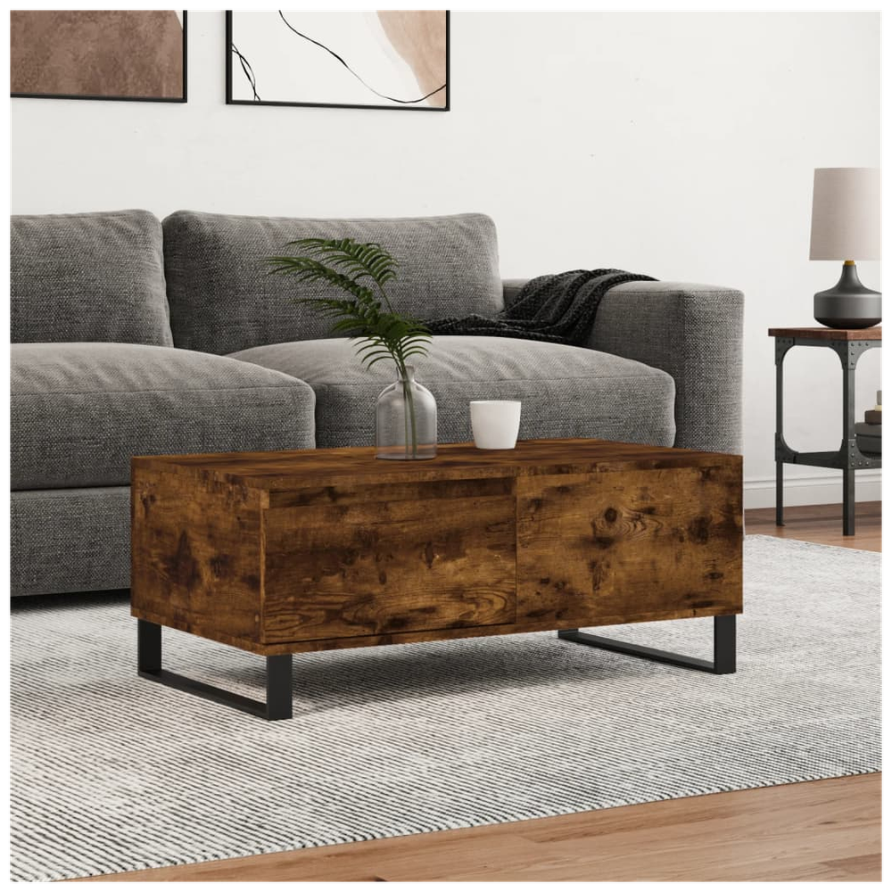 vidaXL Coffee Table Smoked Oak 90x50x36.5 cm Engineered Wood S0671257117