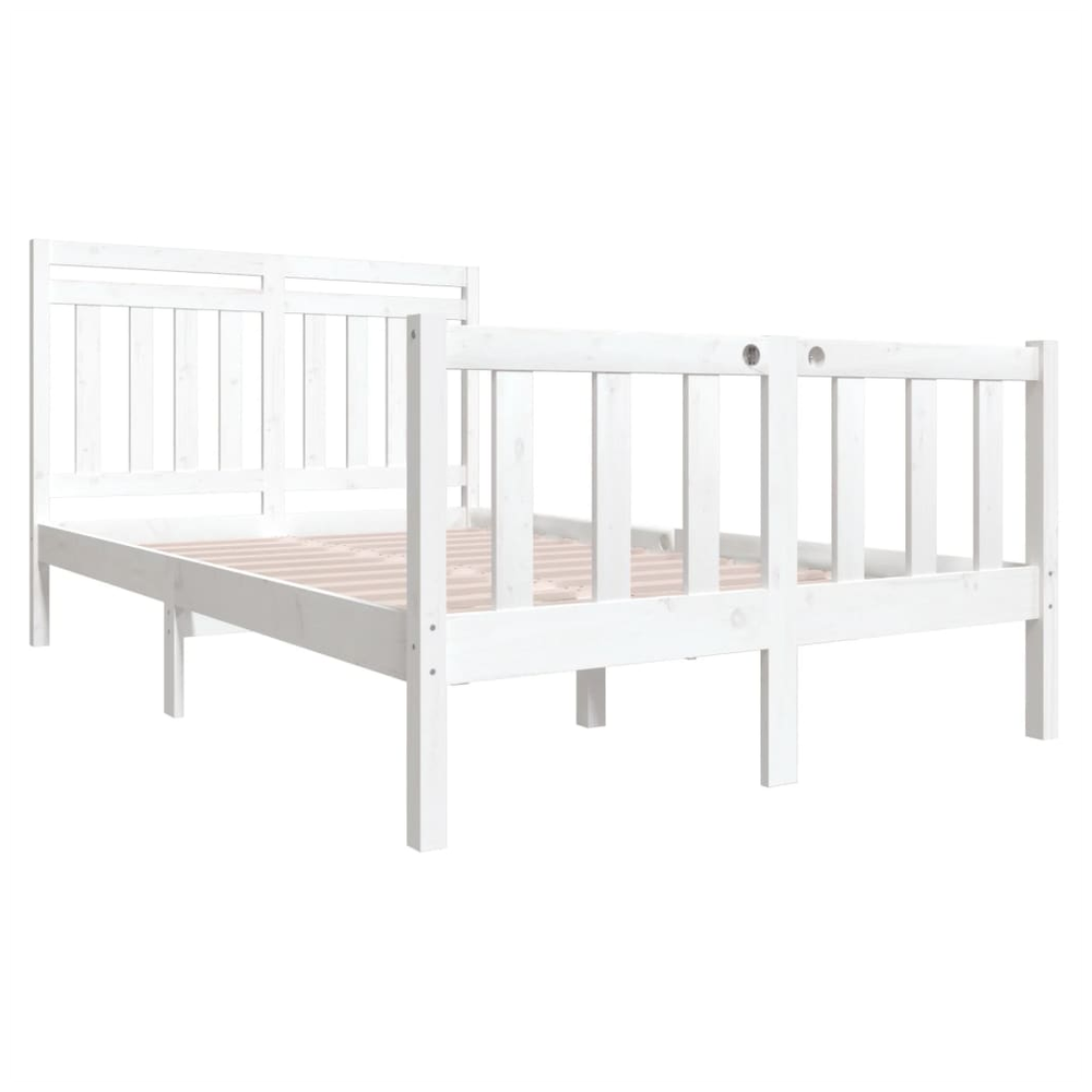 vidaXL Bed Frame White Solid Wood 140x190 cm V0671017731