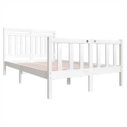 vidaXL Bed Frame White Solid Wood 140x190 cm V0671017731