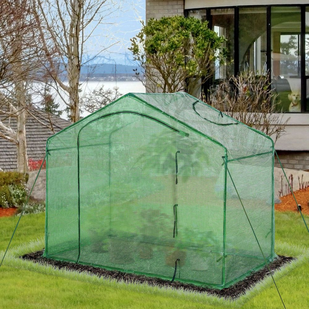 Polytunnel Walk-in Greenhouse with Zip Door and Windows V067942276