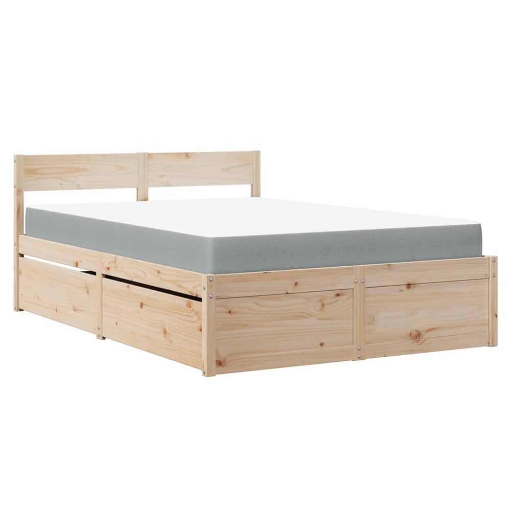 vidaXL Bed with Drawers and Mattress 120x200 cm Solid Wood Pine S0671489434