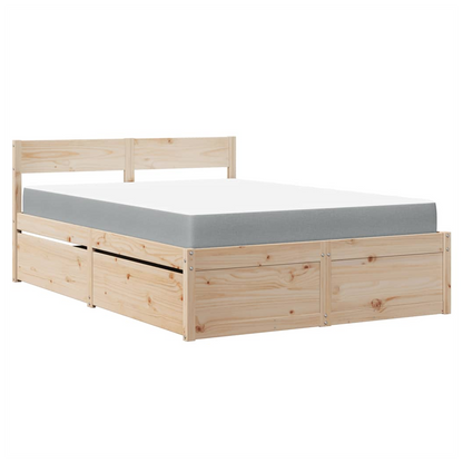 vidaXL Bed with Drawers and Mattress 120x200 cm Solid Wood Pine S0671489434