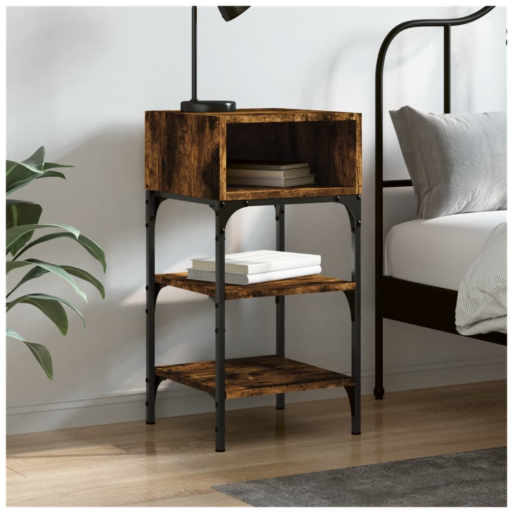 vidaXL Bedside Table Smoked Oak 35x34.5x70 cm Engineered Wood S0671260456