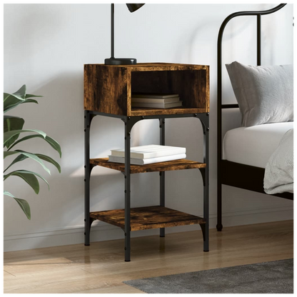 vidaXL Bedside Table Smoked Oak 35x34.5x70 cm Engineered Wood S0671260456