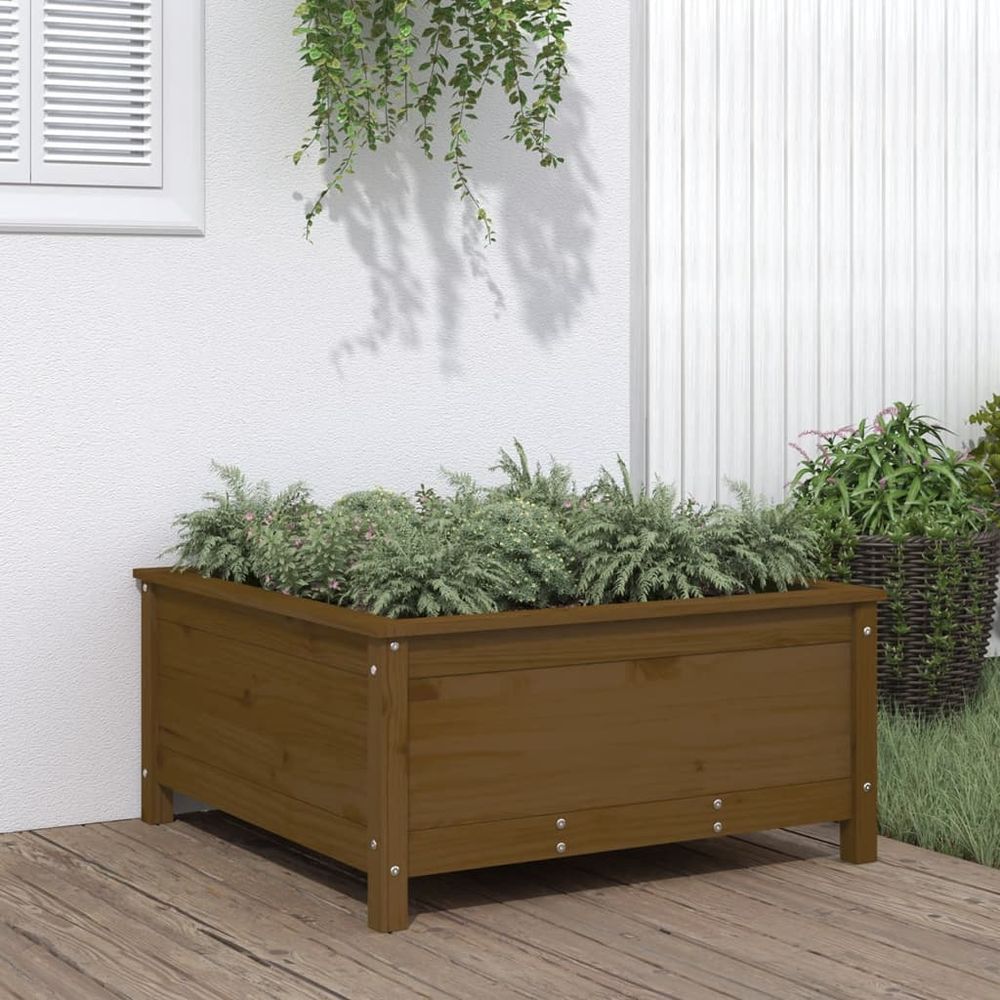 Garden Planter Honey Brown 82.5x82.5x39 cm Solid Wood Pine S0671357951