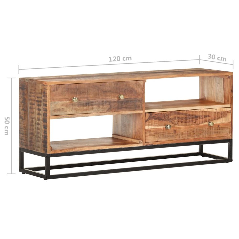 vidaXL TV cabinet 120x30x50 cm Rough Acacia Wood S0671176243