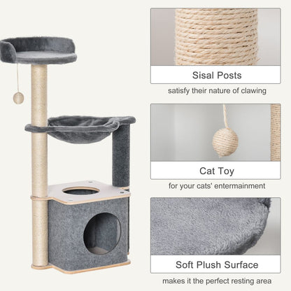 Cat Tree Tower Climbing Activity Center with Sisal Scratching Post, Pawhut S0671081226