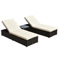 3 PCS Rattan Lounger Set-Deep Coffee/Cream White S067941902