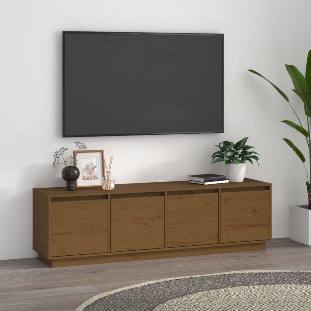 vidaXL TV Cabinet White 156x37x45 cm Solid Wood Pine V0671393287