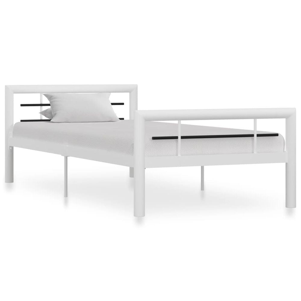 vidaXL Bed Frame White and Black Metal 90x200 cm S069795787