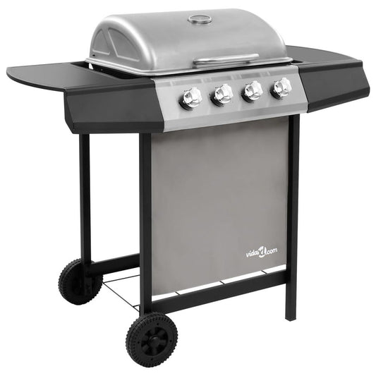 Gas BBQ Grill with 4 Burners Black and Silver S069811999