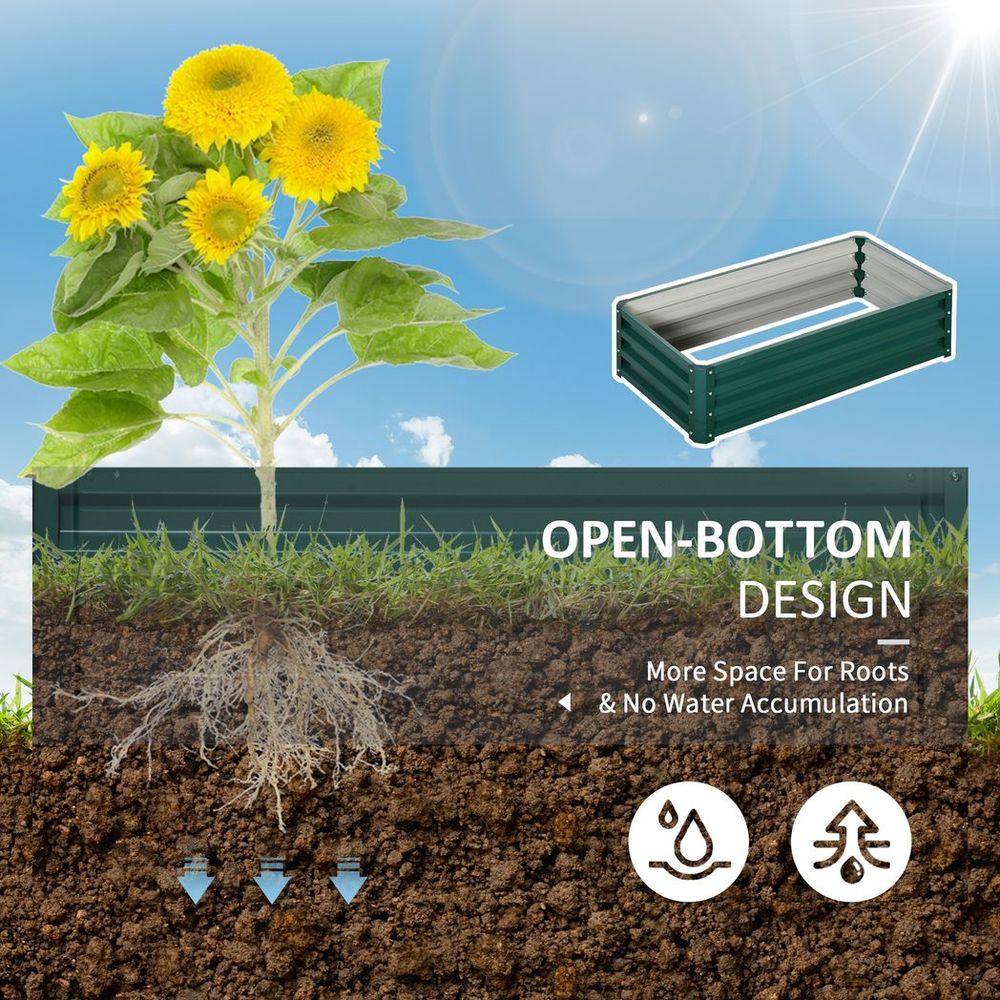 Raised Garden Bed Steel Planter Growing Box for Vegetables Flowers Green S0671114991