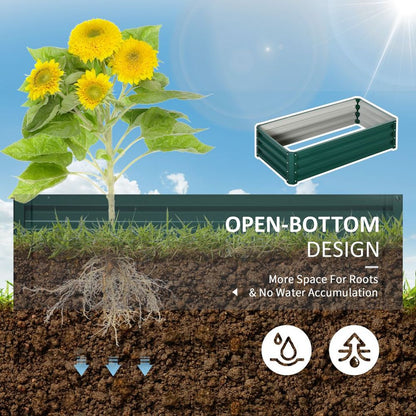 Raised Garden Bed Steel Planter Growing Box for Vegetables Flowers Green S0671114991