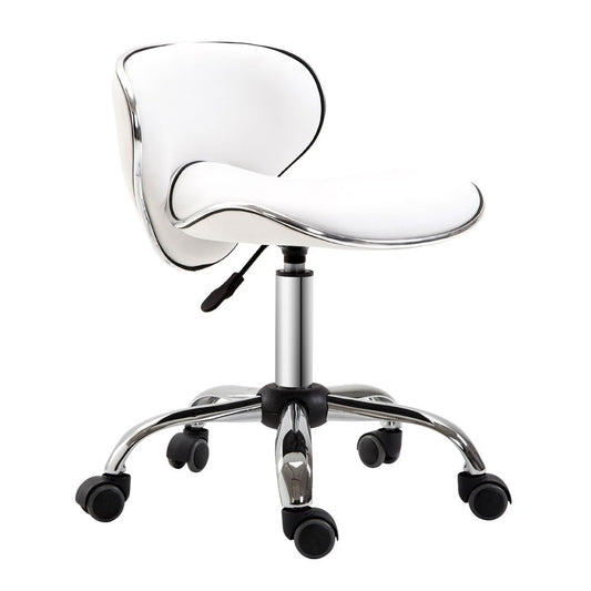 Office Chair Beauty Salon Rolling Technician Stool Chair Low Back White HOMCOM S0671080459