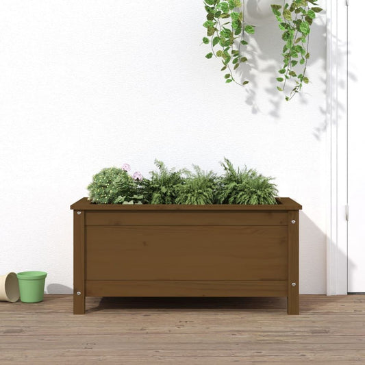 Garden Planter Honey Brown 82.5x40x39 cm Solid Wood Pine S0671358063