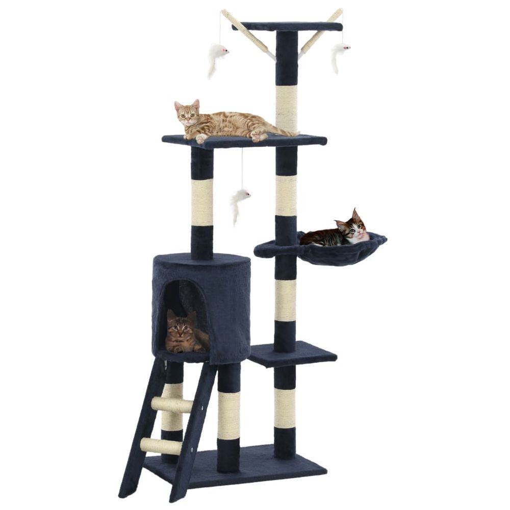 vidaXL Cat Tree with Sisal Scratching Posts 138 cm Grey V0671209092