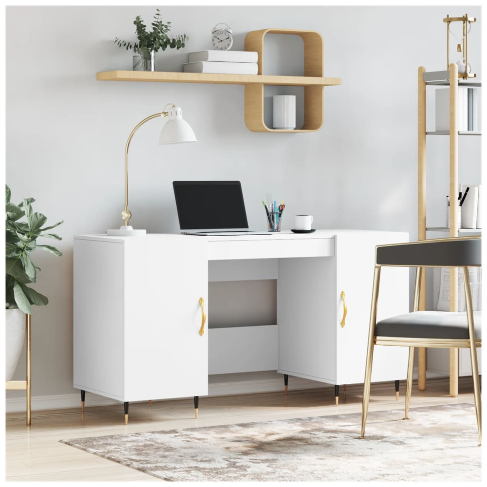 vidaXL Desk White 140x50x75 cm Engineered Wood S0671256984