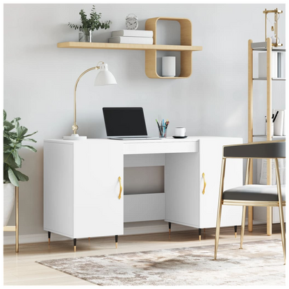 vidaXL Desk White 140x50x75 cm Engineered Wood S0671256984