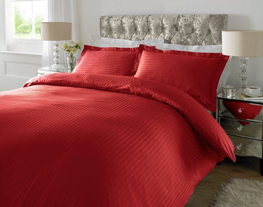 300 TC - 100% Cotton Sateen Stripe Duvet Cover Set Red V002501776