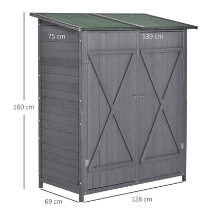 Garden Wood Storage Shed Storage Table, Asphalt Roof Storage Tool Organizer V067942001