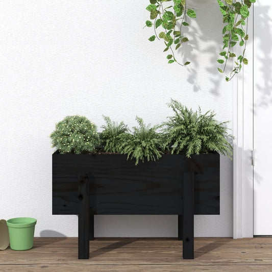 vidaXL Garden Planter Black 62x30x38 cm Solid Wood Pine S0671357745