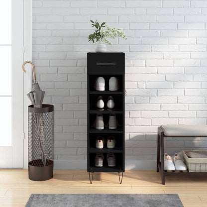 vidaXL Shoe Cabinet Black 30x35x105 cm Engineered Wood S0671259970