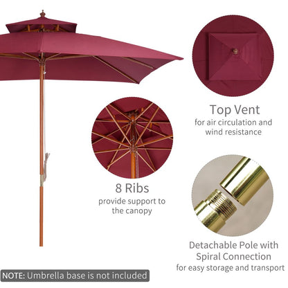 3m Patio Umbrella Bamboo Umbrella Parasol-Wine Red S067941539