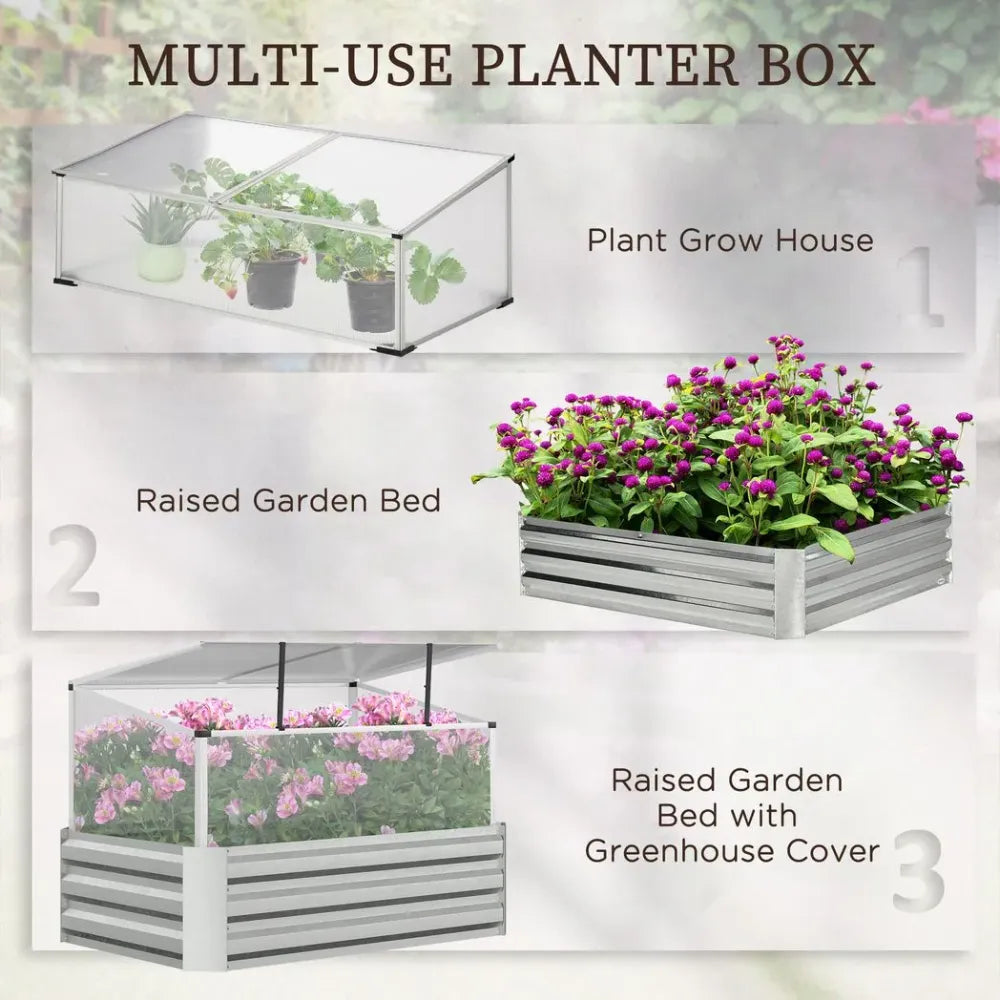 Raised Beds for Garden with Cold Grame, Mini Greenhouse and Outdoor Planters S0671102977