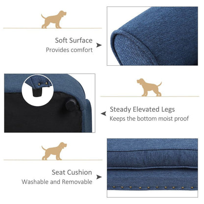 Dog Sofa Bed Pet Chair Couch Kitten Lounge w/ Cushion for XS and S Dogs - Blue S0671347281