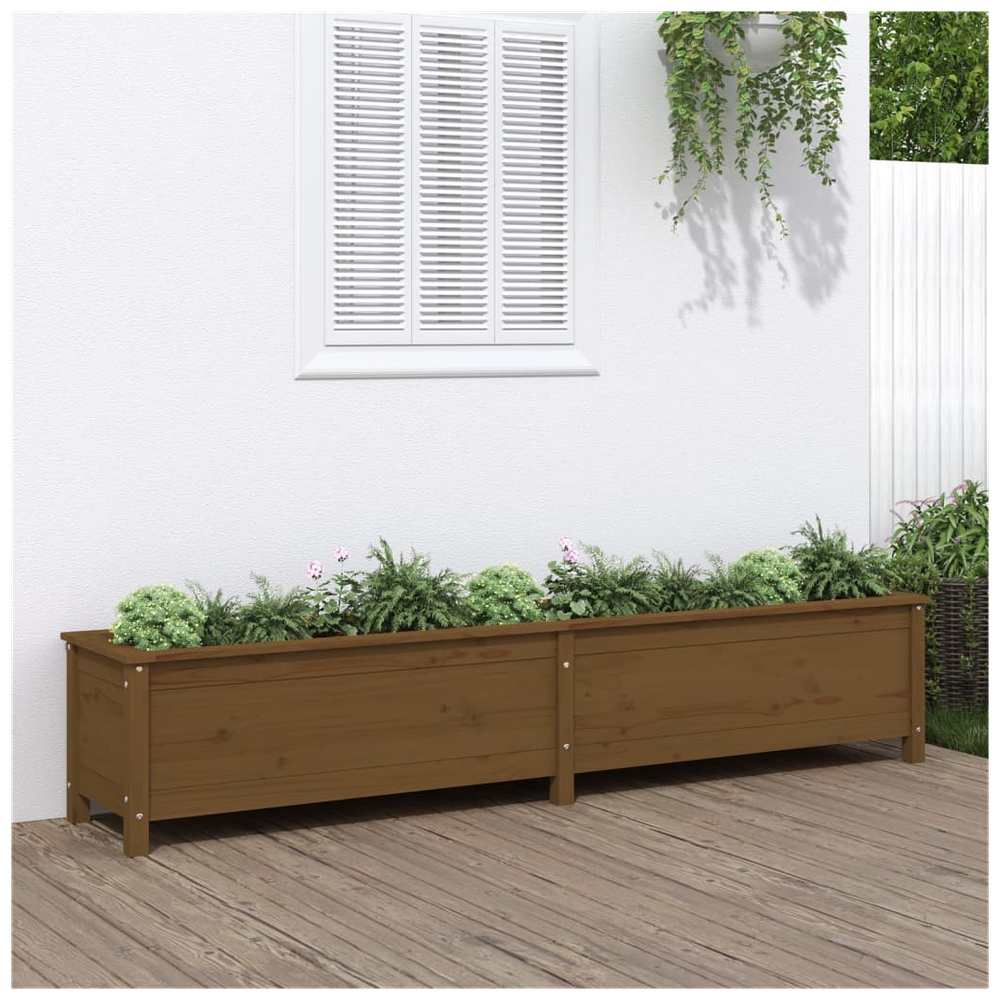 Garden Raised Bed Honey Brown 199.5x40x39 cm Solid Wood Pine S0671357938