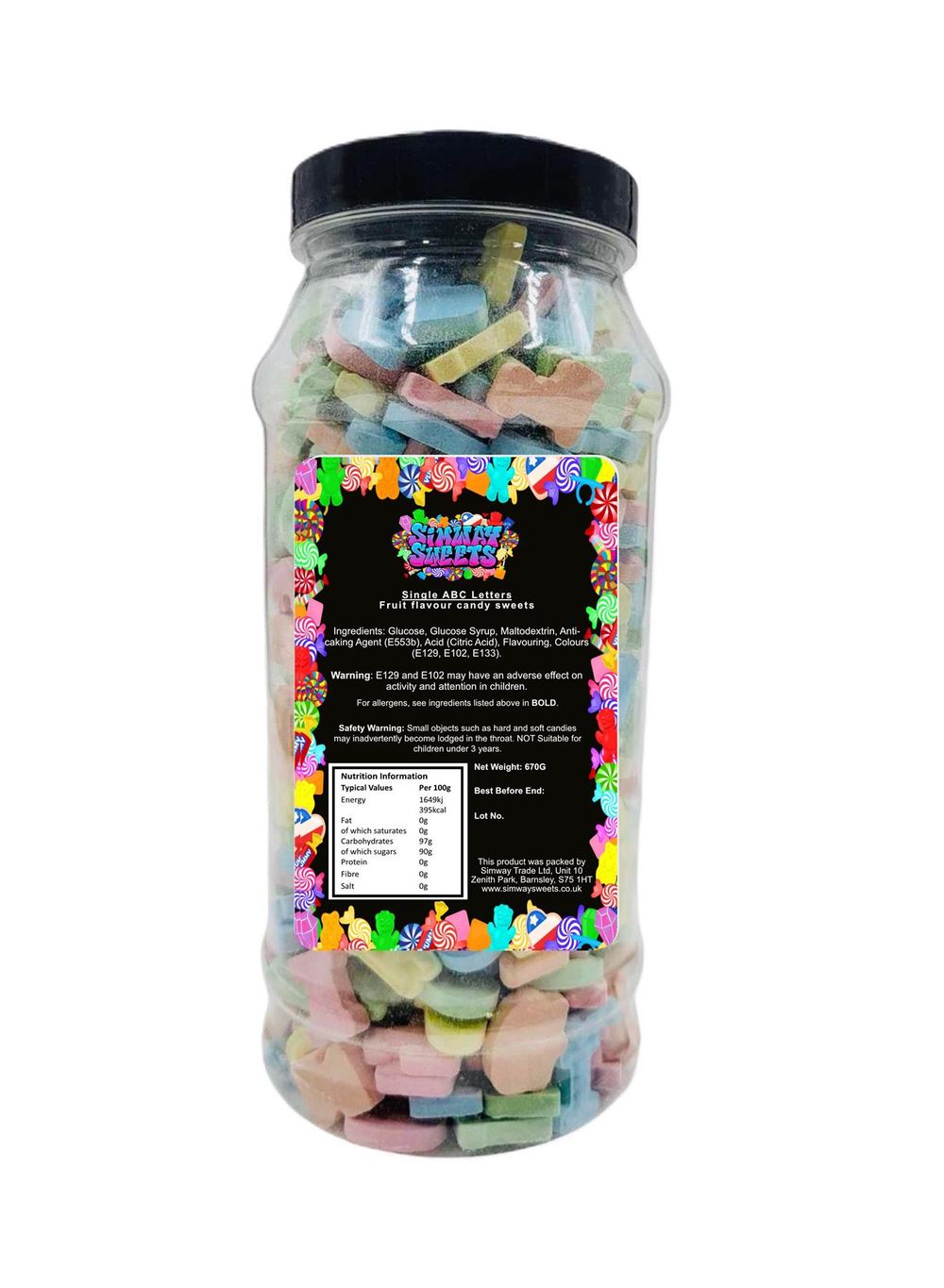 ABC Letters Chalky Alphabet Sweets Gift Jar