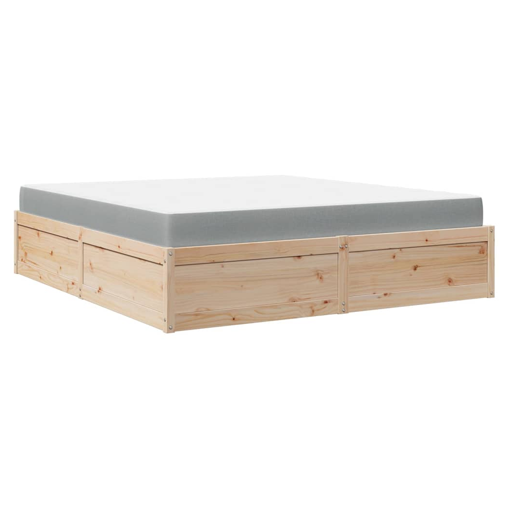 vidaXL Bed with Mattress 180x200 cm Super King Solid Wood Pine S0671489421