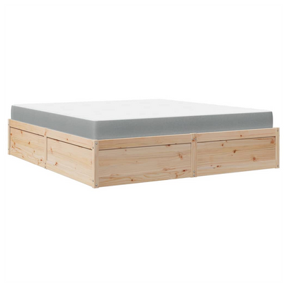 vidaXL Bed with Mattress 180x200 cm Super King Solid Wood Pine S0671489421