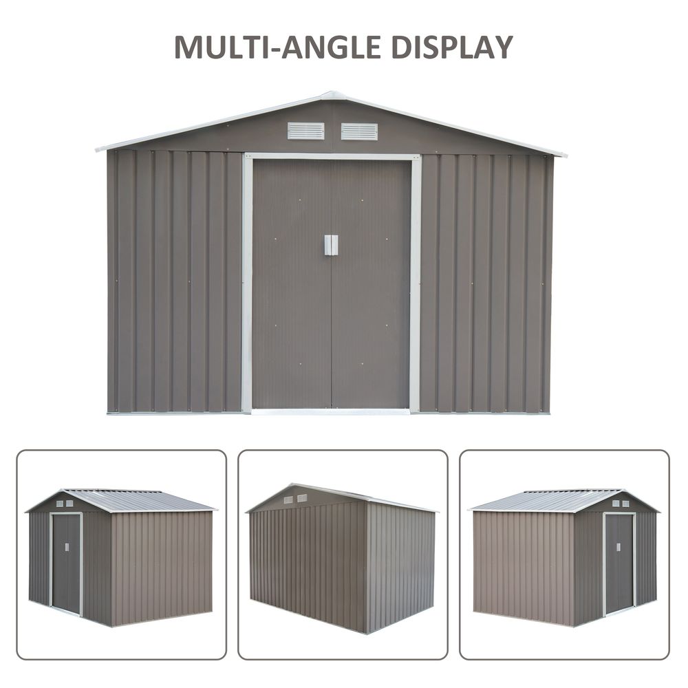 9 x 6FT Foundation Ventilation Steel Outdoor Garden Shed Grey S067941978