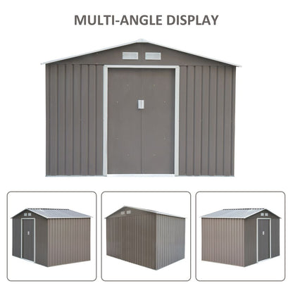 9 x 6FT Foundation Ventilation Steel Outdoor Garden Shed Grey S067941978