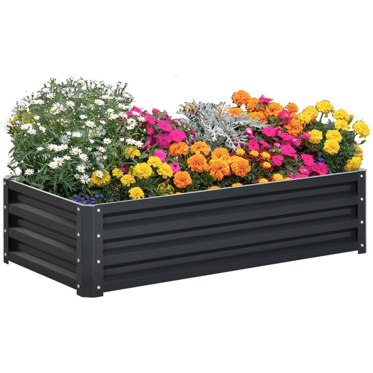 Raised Garden Bed Steel Planter Growing Box for Vegetables Flowers Grey S0671114942