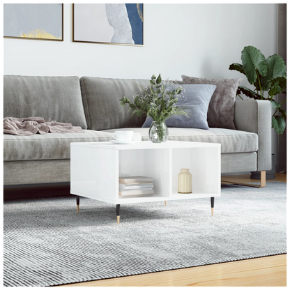 vidaXL Coffee Table High Gloss White 60x50x36.5 cm Engineered Wood S0671358905