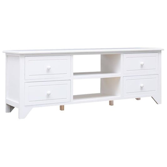 vidaXL TV Cabinet White 108x30x40 cm Solid Paulownia Wood V0671192246