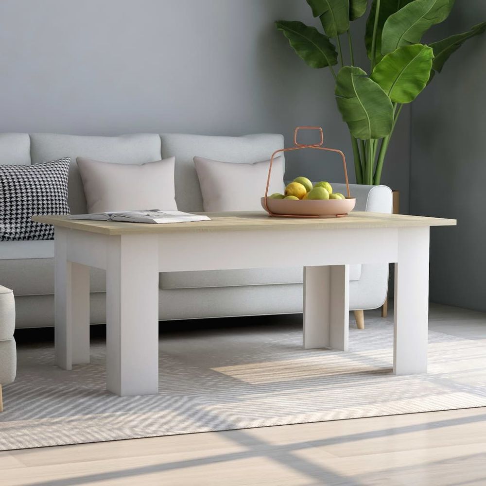 vidaXL Coffee Table White 100x60x42 cm Engineered Wood V0671186509