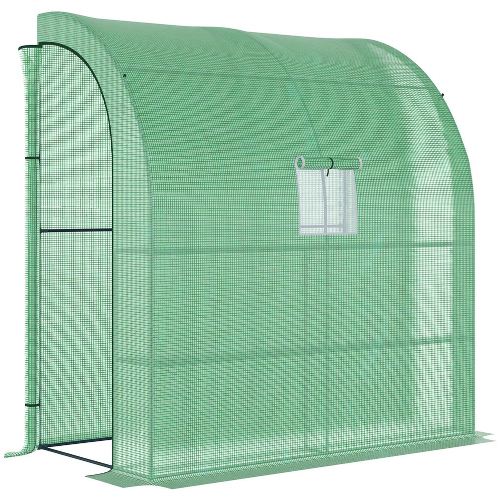 Walk-In Lean to Wall Greenhouse Window&Door 200Lx 100W x 215Hcm Green Outsunny S0671080208