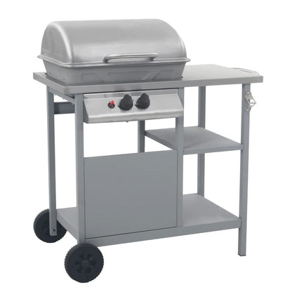 Gas BBQ Grill with 3-layer Side Table Black and Silver S069811674