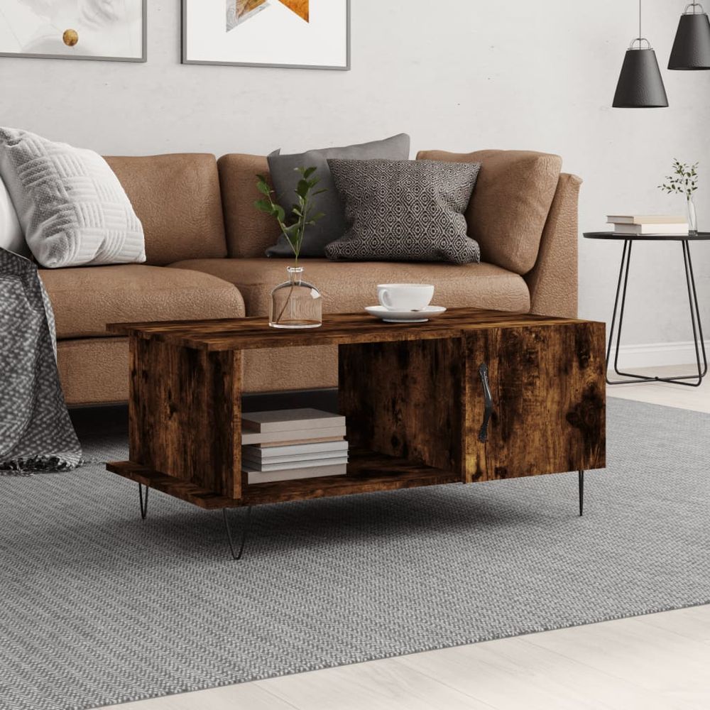 vidaXL Coffee Table Smoked Oak 90x50x40 cm Engineered Wood S0671256956