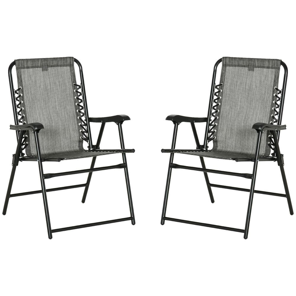 Set of 2 Patio Folding Dining Chair Set Garden Outdoor Grey S0671072225