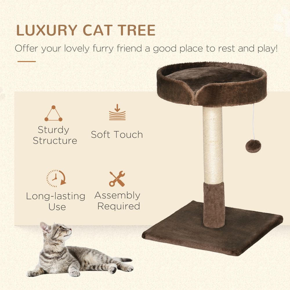 Small Cat Tree for Indoor Cats W/ Sisal Scratching Post Bed Cushion Toy Pawhut S0671081193