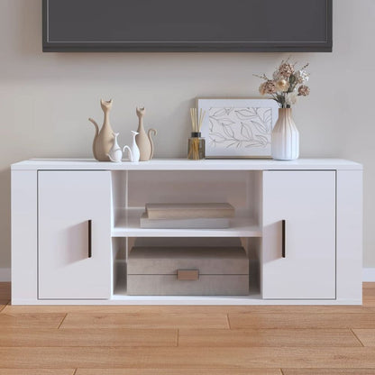 vidaXL TV Cabinet White 100x35x40 cm Engineered Wood V0671393181