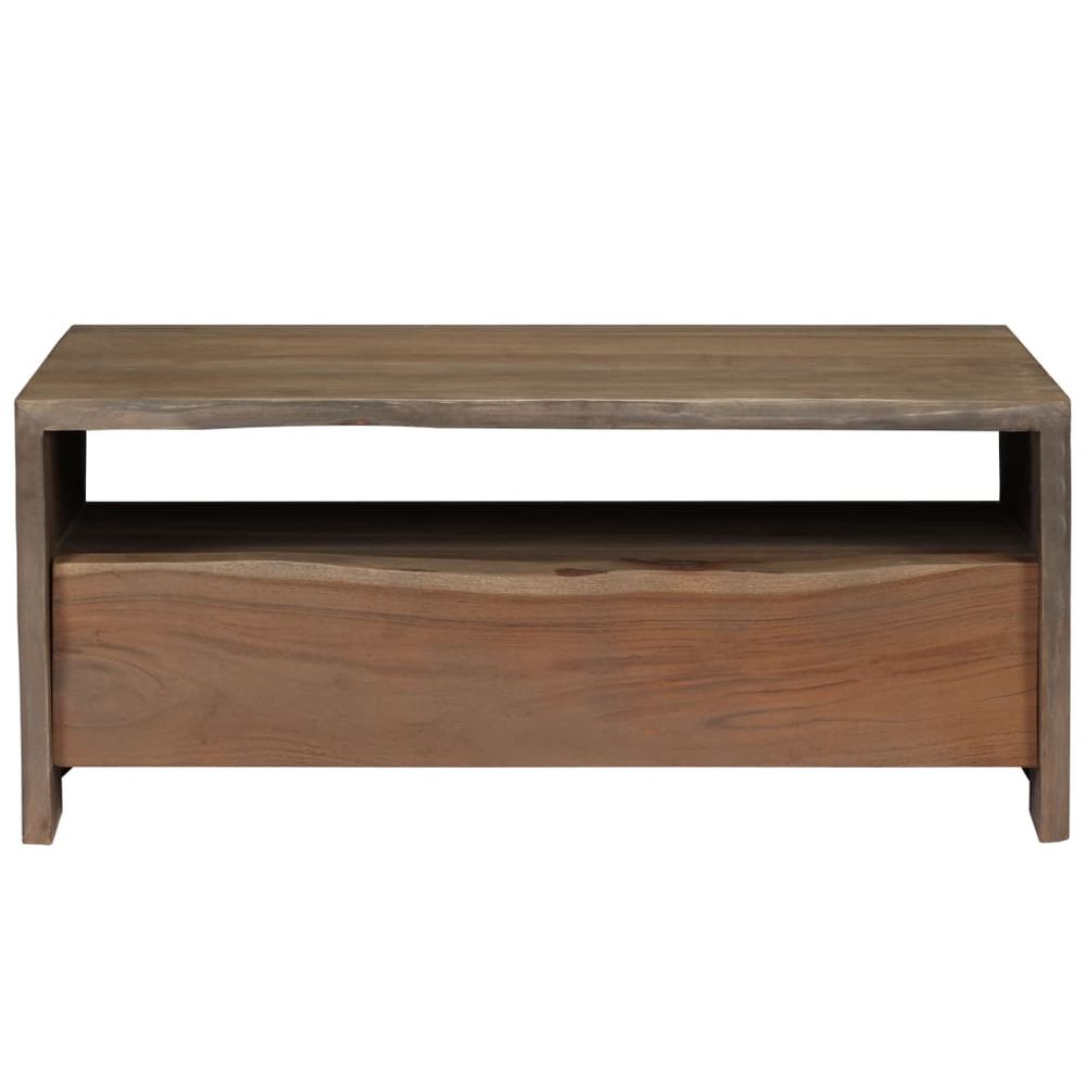 Coffee Table Solid Acacia Wood Live Edges 90x50x40 cm Grey S069791698