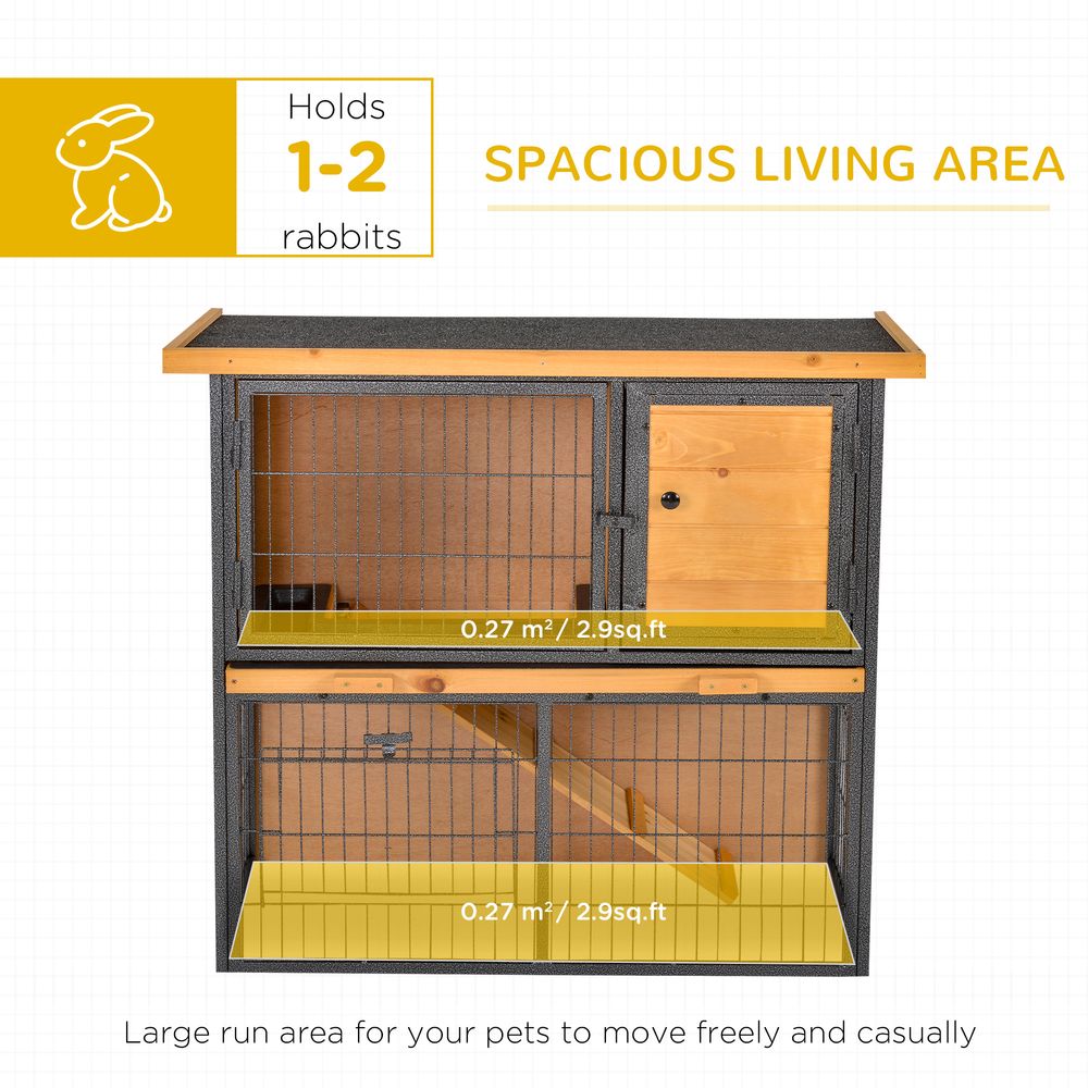 Wood-metal Rabbit Hutch Elevated Pet House Outdoor 89.5 x 45 x 81cm Pawhut S0671081297