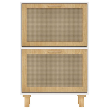 Shoe Cabinet White 52x25x80 cm Engineered Wood&Natural Rattan S0671090768