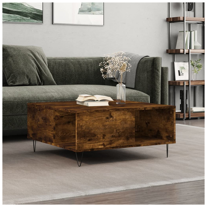 vidaXL Coffee Table Smoked Oak 80x80x36.5 cm Engineered Wood S0671257072