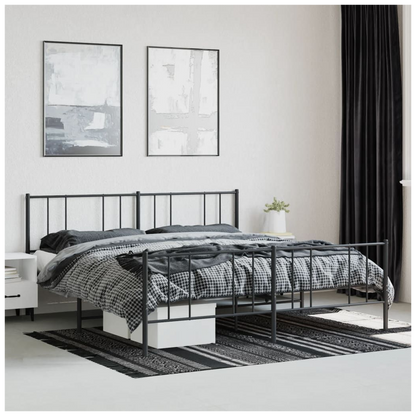 vidaXL Metal Bed Frame with Headboard and Footboard Black 200x200 cm S0671212744